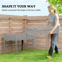 Outsunny 2 Tier Raised Garden Bed, Wooden Elevated Planter Box with Legs, Outdoor Plant Bed for Flowers Vegetables Herbs Gray(m-6)