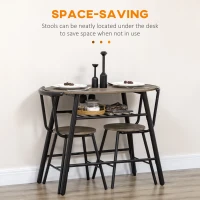 HOMCOM 3-Piece Dining Table Set, Oval Kitchen Table and 2 Chairs, Small Breakfast Table Set with Metal Frame for Small Space, Dining Room, Living Room, 35.4" x 19.7" x 29.5"(m-5)