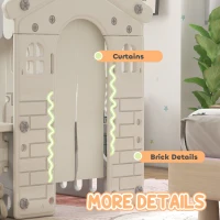 Qaba Kids Playhouse, Indoor Sleek Play House Cottage Pretend Role Games, with Arched Doors, for Ages 1-6 Years(m-7)