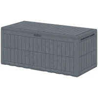 Outsunny 180 Gallon Resin Deck Box, Waterproof Lockable Outdoor Storage Box with Pneumatic Gas Rods, Side Handles(m-2)