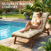 Outsunny Outdoor Lounge Chair Cushion with Zipper Reversible Chaise Lounge Cushion for Patio Indoor/Outdoor Beige(m-6)