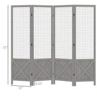 HOMCOM 4.7' 4 Panel Room Divider, Indoor Privacy Screens for Home, Distressed Gray(m-3)