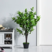 HOMCOM 4FT Artificial Olive Tree, Faux Decorative Plant in Nursery Pot for Indoor or   Décor, Green(m-1)