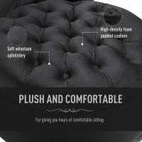 HOMCOM Retro High Back Armless Royal Accent Chair Fabric Upholstered Tufted Seat for Living Room, Dining Room and Bedroom, Black(m-5)