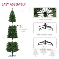 HOMCOM 7 FT Artificial Christmas Tree Pencil Xmas Tree with Stand, 818 Tips, Holiday Home Indoor Decoration for Party, Green(m-7)