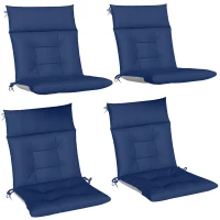 Outsunny Patio Chair Cushions Set of 4, Waterproof Non-Slip Lounge Chair Cushions, 44"x21", Navy Blue(m-9)