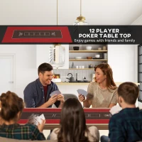 Soozier Poker Table Top Poker Mat for 12 Player, Red(m-4)