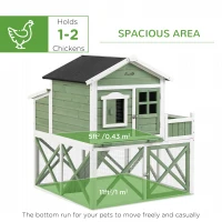 PawHut 44" Chicken Coop, Wooden Chicken House Hen Run, Rabbit Hutch with Nesting Box, Removable Tray, Asphalt Roof, Planting and Lattice, Green(m-4)