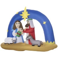 Outsunny 7ft Christmas Inflatables Outdoor Decorations Nativity Scene with Star of Bethlehem Archway, Blow-Up LED Yard Christmas Decor for Lawn Garden Party(m-15)