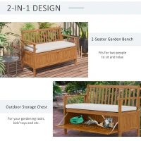 Outsunny 30 Gallon Storage Bench Deck Box with Zippered Padded Cushion Loveseat Perfect for Patio Garden Storage and Front Porch Decor(m-7)