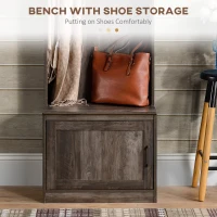 HOMCOM Narrow Hall Tree with Shoe Storage Bench, Rustic Entryway Bench with Coat Rack, Accent Coat Tree with Storage Shelves for Hallway, Mudroom, Brown(m-6)