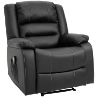HOMCOM Vibrating Massage PU Leather Recliner Chair with Footrest, Remote Control, and 8 Massaging Points, Black(m-11)
