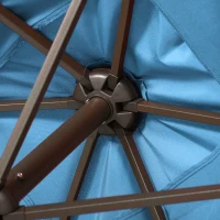 Outsunny 6.5x10ft Patio Umbrella Rectangle Solar Powered Tilt Aluminum Outdoor Market Parasol with LEDs Crank (Turquoise)(m-10)