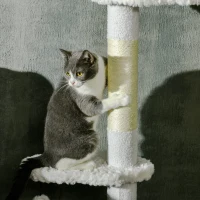 PawHut 8.4' Floor to Ceiling Cat Tree, Adjustable Height, White(m-8)