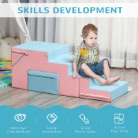 Qaba 2 Piece Foam Climbing Toys for Toddlers 1-3 Years to Slide, Climb and Crawl, Multicolor(m-7)