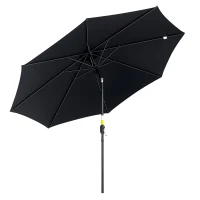 Outsunny 10' x 8' Round Market Umbrella, Patio Umbrella with Crank Handle and Tilt, Outdoor Parasol for Garden, Black(m-9)