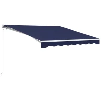 Outsunny 10' x 8' Retractable Awning, Electric Awning, UV Protection Sun Shade Shelter with Remote and Crank Handle, Dark Blue(m-11)