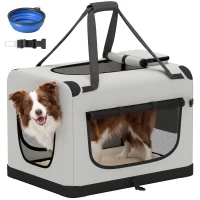 PawHut Pet Carrier Bag, Soft-Sided Dog Carrier for Small to Large Dogs, Portable Pet Travel Bag, Light Grey(m-13)