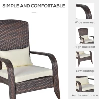 Outsunny Patio Wicker Adirondack Chair, Outdoor PE Rattan Fire Pit Chair, Muskoka Chair w/ Soft Cushions, Tall Curved Backrest and Comfortable Armrests for Deck Garden, Cream White(m-5)