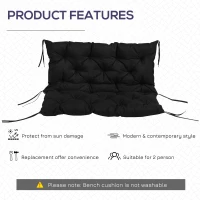 Outsunny Porch Swing Cushion Garden Bench Cushion with Backrest, Non-Slip 2-seater Soft Pad, Swing Chair Mat Replacement for Indoor and Outdoor, 39.4" x 38.6", Black(m-5)