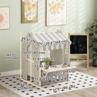 Qaba Kids Playhouse, Indoor Sleek Play House Cottage Pretend Role Games, with Arched Doors, for Ages 1-6 Years(m-3)