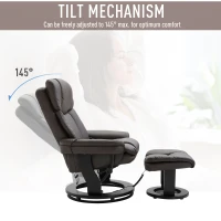 HOMCOM PU Leather Massage Sofa Recliner Chair with Ottoman Heated 10 Point Vibration Swiveling Armchair, Brown(m-4)