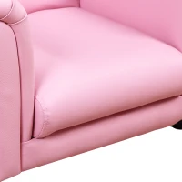 Qaba Kids Sofa Set with Footstool, Upholstered Armchair for Kids 18M+, Baby Sofa for Playroom, Children's Bedroom, Nursery Room, Pink(m-9)