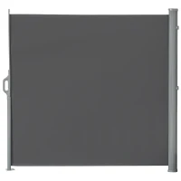 Outsunny 10' Retractable Folding Patio Privacy Side Awning with 50+ UV Protection, 2 Wall Brackets, & Polyester, Grey(m-1)