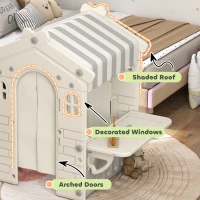 Qaba Kids Playhouse, Indoor Sleek Play House Cottage Pretend Role Games, with Arched Doors, for Ages 1-6 Years(m-6)