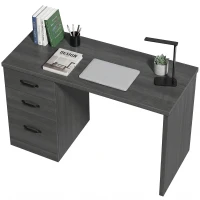 HOMCOM Computer Desk with 3 Drawers, 47" Home Office Desk with Adjustable Hanging Rails for Letter A4 Files, Black(m-2)