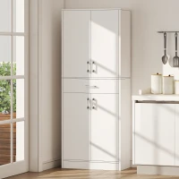 HOMCOM 71" Kitchen Cabinet with Drawer and Adjustable Shelf, Freestanding Tall Kitchen Pantry, White(m-10)