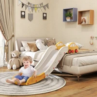 Qaba Extra Length Toddler Slide for Bed, Sofa, Easy to Assemble, Yellow(m-2)