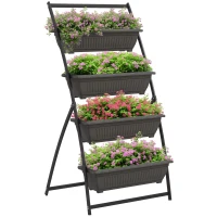 Outsunny 4-Tier Vertical Raised Garden Planter with 4 Boxes, Outdoor Plant Stand Grow Container for Vegetable Flowers, Brown(m-9)