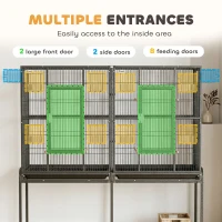 PawHut 56"H Bird Cage, Parrot Cage w/ Detachable Rolling Stand, Removable Tray, Storage Shelf, Perches, Food Container(m-5)