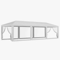 Outsunny 10' x 28' Party Tent, Outdoor Wedding Canopy & Gazebo with Removable Sidewalls, Shade Shelter for Events, BBQs, White(m-1)