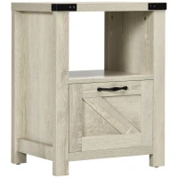 HOMCOM Farmhouse End Table, Side Table with Storage for Living Room, Oak(m-11)