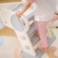 Qaba Toddler Slide, Indoor Foldable Kids Slide for 1.5-3 Years Old, Gray(m-9)