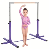 Soozier Professional Gymnastics Bar for Kids, Toddler Home Gymnastics Equipment with 13-level Adjustable Height, Purple(m-9)