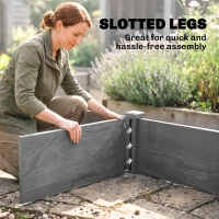 Outsunny 96" x 24" x 10" Wooden Raised Garden Bed with 2 Planter Boxes and Non-woven Fabric Liner for Patio, Gray(m-8)