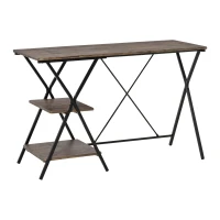 HOMCOM Computer Desk with Storage Shelves, Writing Desk for Home Office, Study Workstation, Brown(m-1)