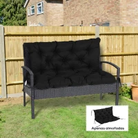 Outsunny Porch Swing Cushion Garden Bench Cushion with Backrest, Non-Slip 2-seater Soft Pad, Swing Chair Mat Replacement for Indoor and Outdoor, 39.4" x 38.6", Black(m-8)