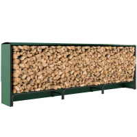 Outsunny Firewood Rack with Waterproof Cover, 300 kg Log Storage Holder with Steel Chains, 118.1" x 14.2" x 39", Dark Green(m-9)