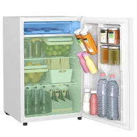 HOMCOM 4.5 Cu.Ft Mini Fridge, Single Door Refrigerator with Freezer, Wheels, Adjustable Thermostat, Reversible Door, White(m-11)
