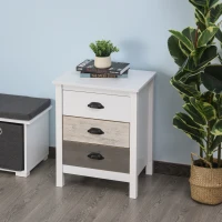 HOMCOM Accent Table Storage Cabinet with 3 Drawers Wooden Bedside Table Night Stand, Home Furniture(m-7)