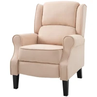 HOMCOM Vibration Massage Recliner Chair for Living Room with Heat,  Wingback Single Sofa, Modern Suede Fabric Push Back Reclining Chair with Footrest, Side Pocket, Beige(m-11)