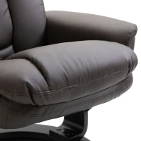 HOMCOM PU Leather Massage Sofa Recliner Chair with Ottoman Heated 10 Point Vibration Swiveling Armchair, Brown(m-8)