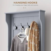 HOMCOM Entryway Hall Tree with Coat Rack and Sitting Bench, Mudroom Bench with Storage, and Hooks, Gray(m-5)