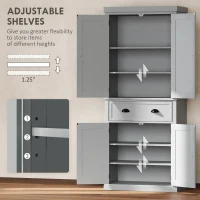 HOMCOM 72.5" Kitchen Cabinet, Pantry Storage Cabinet with Doors and Shelves, Freestanding Food Pantry Cabinet, Gray(m-5)