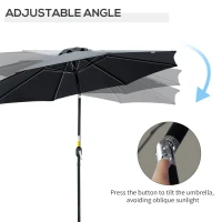 Outsunny 10' x 8' Round Market Umbrella, Patio Umbrella with Crank Handle and Tilt, Outdoor Parasol for Garden, Black(m-4)
