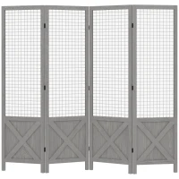 HOMCOM 4.7' 4 Panel Room Divider, Indoor Privacy Screens for Home, Distressed Gray(m-1)